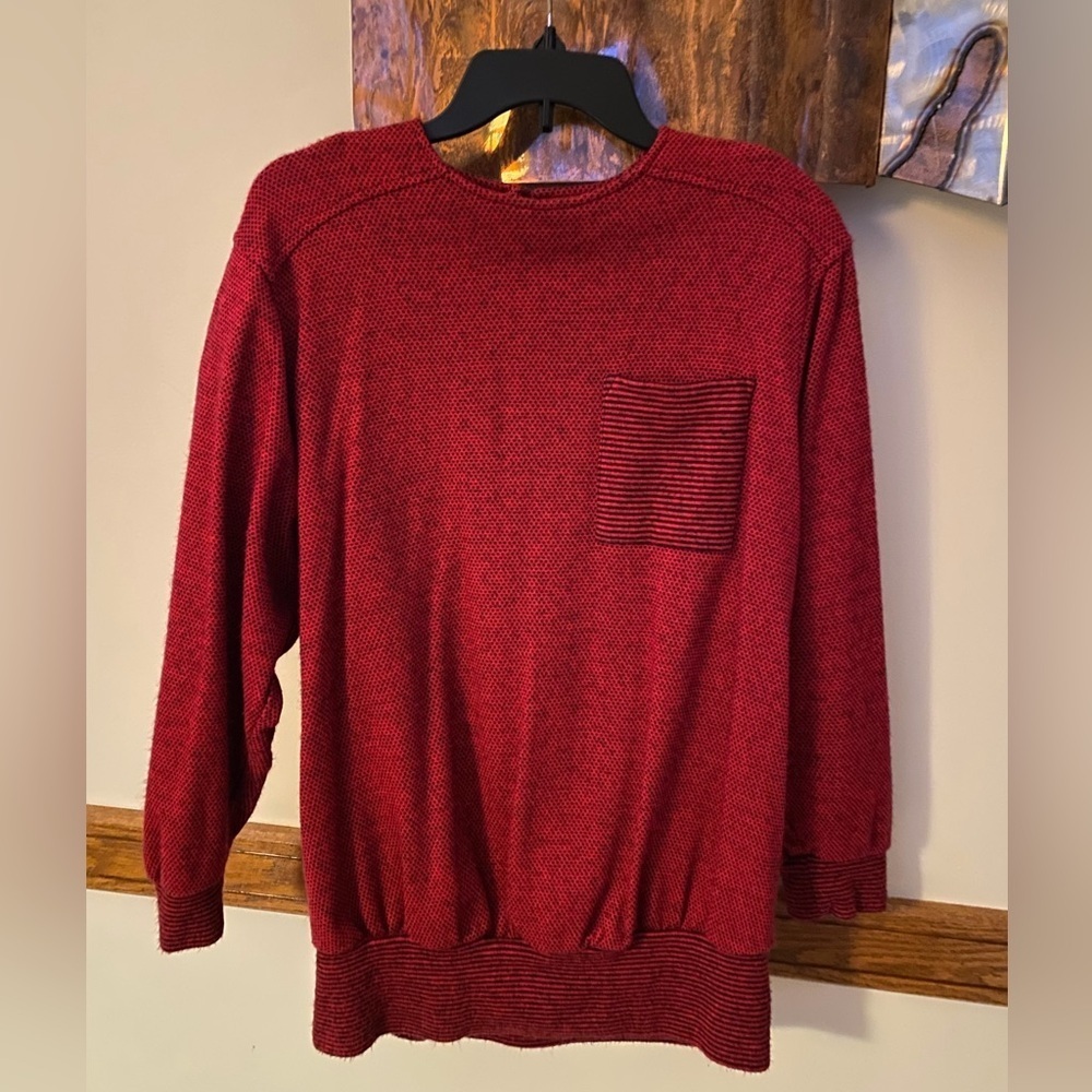 Vintage Maternity Red Sweater with Pockets and shoulder pads